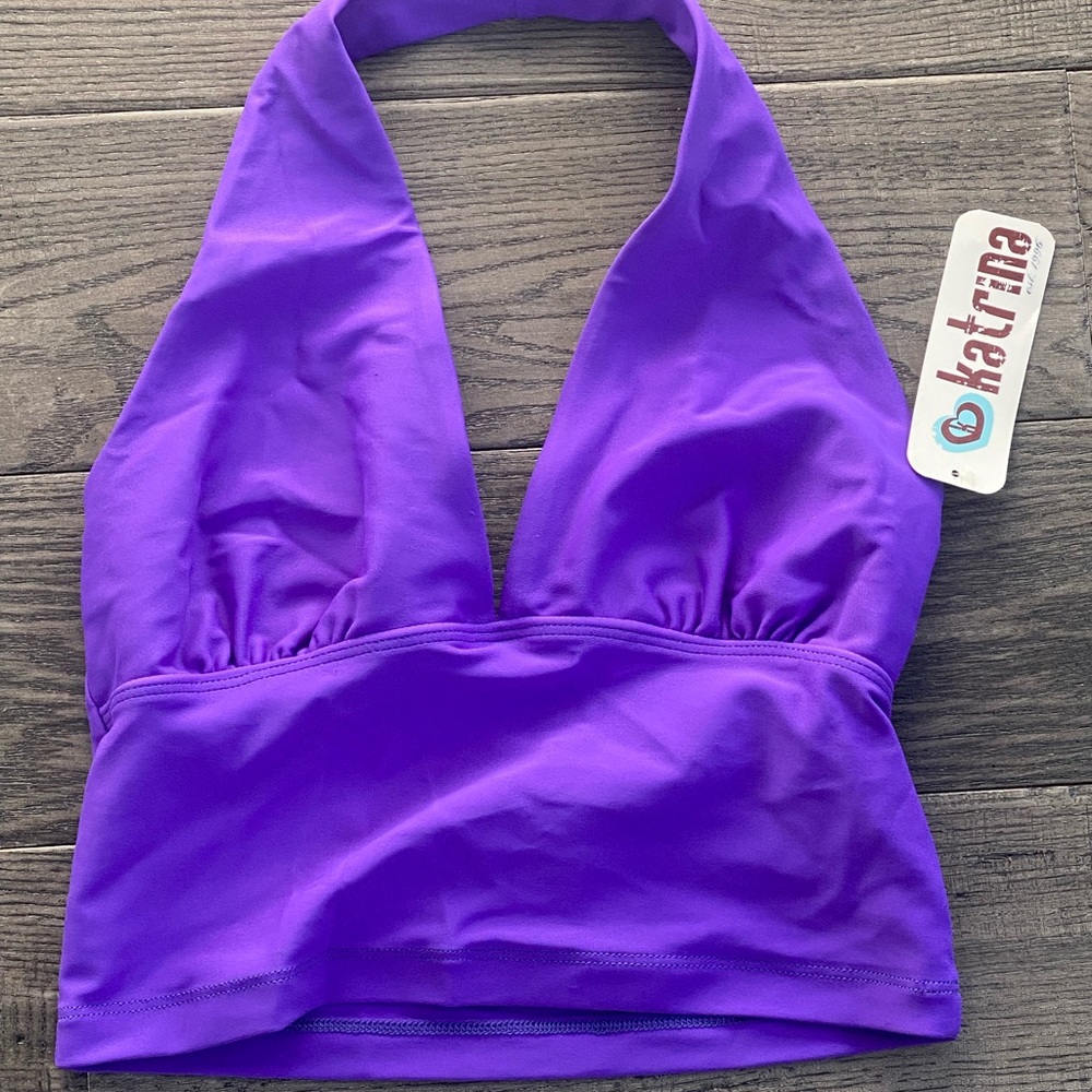 Women's Bold Purple Halter Crop Top